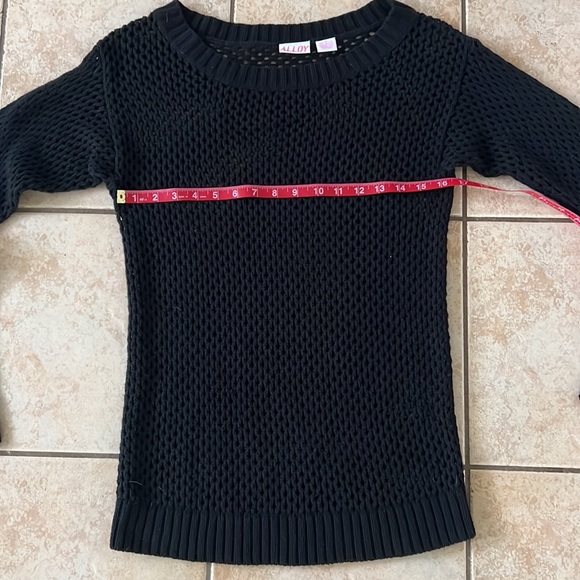 90s/Y2K Alloy Black Open Knit Long Sleeve Sweater Top, Sz Medium - Picture 7 of 10